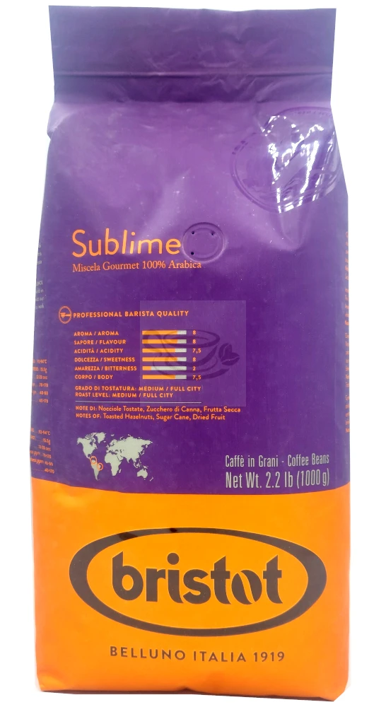 Bristot Sublime 100% Arabica 1kg Coffee Beans 3 Bristot Sublime 100% Arabica 1kg Coffee Beans